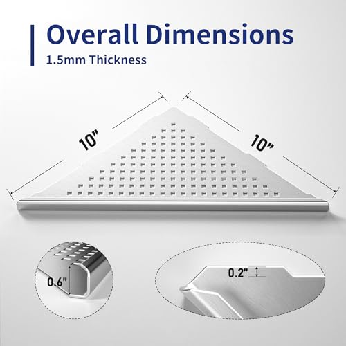 Corner Shower Shelf 2 Pack, 304 Stainless Steel Grout in Shelves for Bathroom, 10'' Recessed Shelf Rack for Tiled Wall (10'', Silver) - color: Silver, size: 10''
