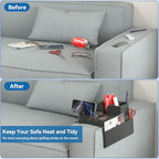 Couch Arm Cup Holder CLESOO Couch Arm Tray Anti-Slip Couch Cup Holder Silicone Sofa Armrest Tray Dual Side Pocket Couch Drink Holder Sofa Caddy Arm Remote Holder Snack Caddy with Phone Holder Black - color: Black