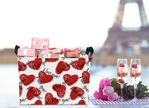 NTAOHAMPER Mothers Day Gifts Love Heart Fabric Storage Basket Empty with Handles, Books Box, Baby Shower Baptism Lovely Storage24L(Love Heart) - color: Love Heart