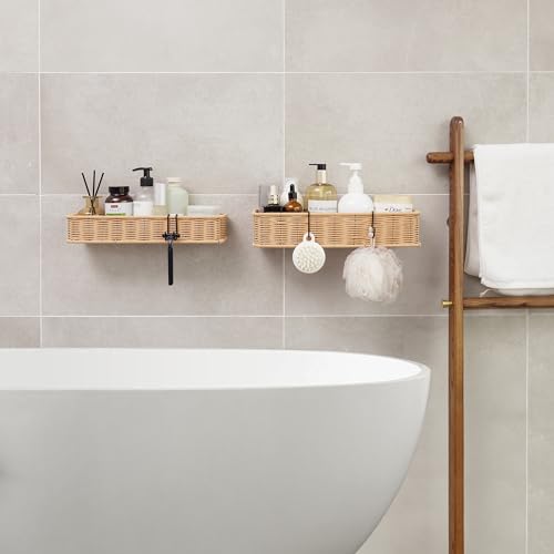 GRANNY SAYS Shower Caddy Hanging, 2 Pack Bathroom Shelves for Shower, Waterproof Shower Shelf for Inside Shower, Shower Shelves for Organization and Storage, Wicker Shower Rack for Home Decor, Natural - color: Natural, size: Rectangular