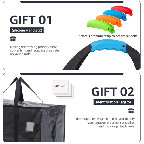 Moving Bags Heavy Duty Extra Large, Moving Boxes, Moving Supplies Essentials, Blue Storage Bins with Lids, Plastic Packing Totes, Storage Bags for Clothes with Handles & Zippers Black, 4 Pack - color: Black, size: 4 Pack