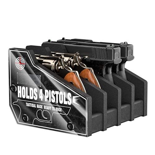 Foam Pistol Rack for Gun Safe Pistol Holder for Storage, Gun Cabinet Accessories for Pistols Revolvers, Fits Most Handguns - size: 4 Slots