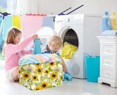 NTAOHAMPER Rectangular Storage Basket Empty,Storage Bin with Handles,Room Decor,Gift Basket,Book Box(Sunflower) - color: Sunflower
