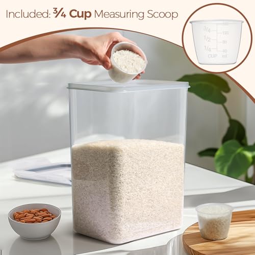 ComSaf Rice Container Set of 2(9.5L/10Qt), Large Airtight Food Storage Containers with Lid and Rice Washer, Plastic Canisters Sets for The Kitchen, Pantry Organizers for Flour, Cereal and Cooking - size: 10Qt-Rectangle