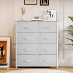 YITAHOME Dresser for Bedroom, Fabric 8 Drawers, Tall Dresser with Fabric Bins, Storage Tower Unit, Chest of Drawers for Living Room, Hallway, Closets - color: Light Grey-white Handle(new 2025)