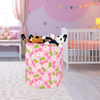 KUNRO Kids Laundry Hamper Clothes Gift Basket Storage Laundry Baskets Organizer Bin with Handles for Nursery Room (Pink Cherry) - color: Cherry