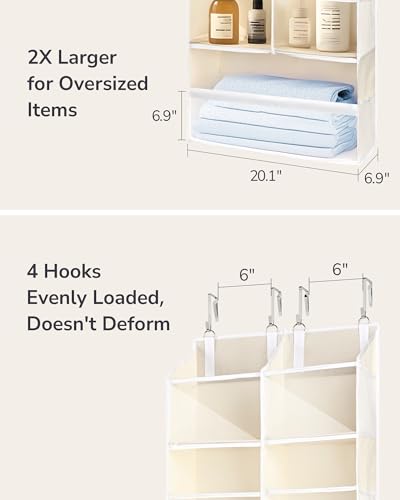 ULG Over the Door Organizer, 5-Tier Extra Large Hanging Storage with 10 Mesh Pockets, 100 lbs Capacity, Heavy Duty Door Organizer for Closet, Bedroom, Nursery Storage, Beige - color: Beige, size: 1 Pack-Extra Large