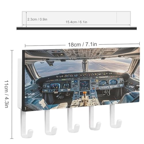 Airplane Cockpit Key Holder Wall Mounted Key Hanger with 5 Hooks Hallway Key Rack Decor for Kitchen Entryway Key Hooks PU Leather Key Organizer for Front Door Office