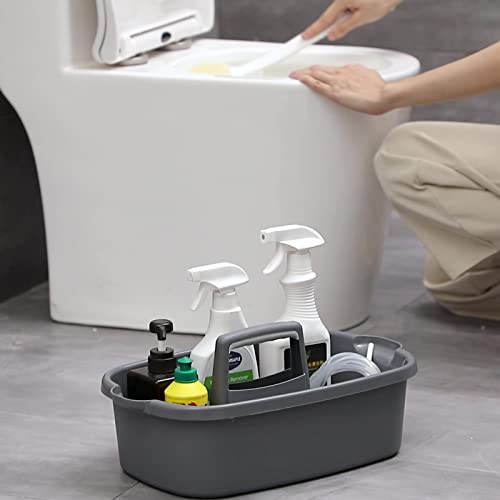Large Cleaning Supplies Caddy Portable Shower Basket Supply Organizer with Handle Plastic Bucket Tool Storage for Bathroom, Bedroom, Kitchen, College Dorm, Garden, Dark Gray 2 Pack - color: Dark Gray, size: Large, 2pcs