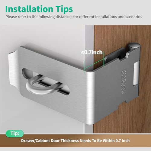 90 Degree Hasp Latch, Heavy Duty 304 Stainless Steel Padlock Hasp Lock for Right Angle File Cabinet, Desk Drawer, Tool Box, Mailbox, Bookcase (Silver-4pcs) - color: Silver-4pcs