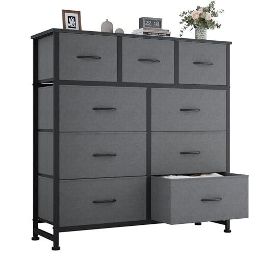 OLIXIS 9 Drawers Storage Organizers Units, Closet Organizers and Storage for Clothes, Fabric Storage Drawer for Living Room, Chest of Dresser in 39.4" D x 11.8" W x 39.9" H, Grey - color: Grey, size: 39.4"D x 11.8"W x 39.9"H (9 Drawers)