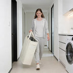 ZERO JET LAG Slim Laundry Hamper With Handles Collapsible Laundry Basket Thin Dirty Clothes Basket Narrow Laundry Bag Foldable Dirty Clothes Hamper 45L (23 inches,Beige) - color: Beige