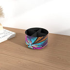 Hennaja Round Leather Art Supply Organizer,Remote Control Holder,360 Degree Rotating,Multi-Functional Pencil Holder,4 Compartments Desktop Stationary Organizer(1-Fractal Flower) | Round, 360 Degree Rotating, Multi-Functional, Desktop - color: 1-Fractal Fl