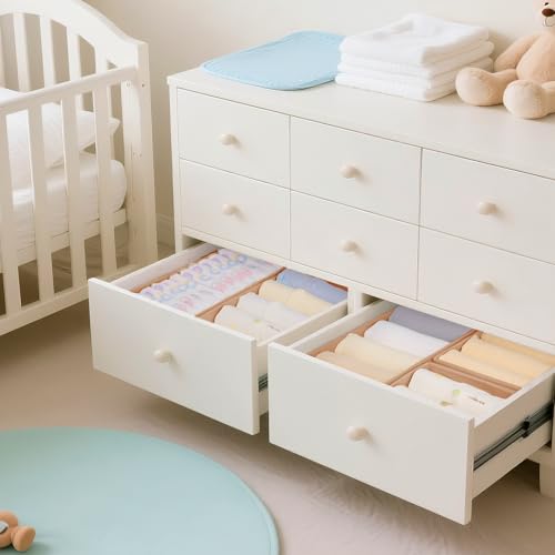 Criusia Drawer Organizer Clothes, 10 Pack Dresser Organizer for Baby Clothes, Underwear, Sock- Foldable Closet Organization and Storage Dividers Bins for Nursery, Bedroom (Brown) - color: Brown, size: 10PACK