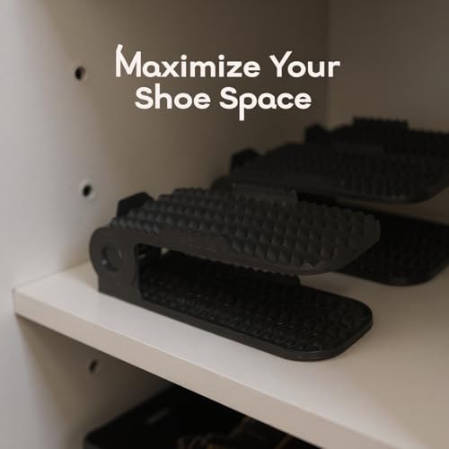 8 Pcs Adjustable Shoe Rack, Double Layer Shoe Slots Organizer, Space Saving Shoe Stackers, Sturdy & Anti-Slip, Easy to Use for Closet, Dorm, Living Room, Black