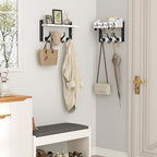 Evermagin 29" Coat Rack Wall Mount with Shelf, 4 in 1 Coat and Key Hanger with 11 Metal Hooks, Entryway Wall Mounted Shelf with Mail Holder for Living Room, Bedroom, White - color: White, size: 29 inch