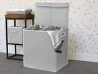 Simple Houseware Double Laundry Hamper with Lid and Removable Bags, Grey - color: Grey