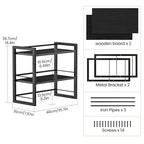 Office Desk Shelf Organizer, Wood Desktop Bookshelf Supplies Storage Rack, Shelf for Top of Desk and Dresser (Pure Black-2 Tier) - color: Pure Black