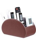BONNY DODO Remote Control Holders Organizer Box with 5 Compartment PU Leather Multi-functional Office Desk Storage Caddy Store (Brown) - color: Brown