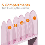 5-Section Desk File Organizer, Metal Mesh Folder Organizer for Documents, Mail & Office Papers (Pink) - color: Pink