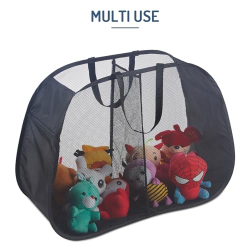 Seiritex Mesh Popup Laundry Hamper 2 Compartment, Collapsible Laundry Sorter Basket Foldable Hamper for Clothes, College Dorm, Travel (Black) - color: Black 2-compartment