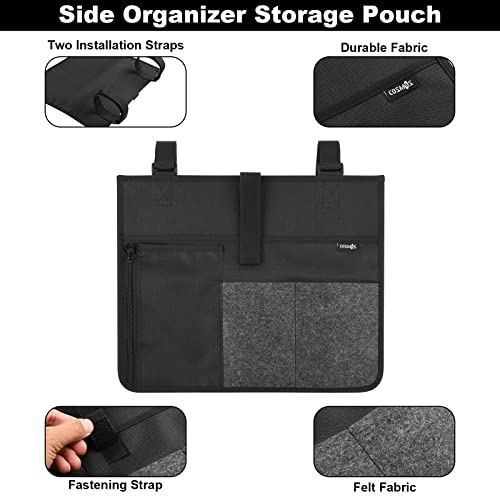 Cosmos Armrest Chair Side Organizer Bedside Caddy Organizer Bunk Bed Storage Bag Armchair Wheelchair Hanging Side Pocket Bag for Ipad, Tablet, Phone, Remote Control, Magazines, Books & Water Bottle