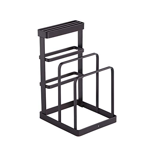 VANRA Metal Steel Cutting Board Holder Knife Block Kitchen Organizer Pantry Bakeware Rack Pan Pot Cover Lid Rack Stand (Bronze) - color: Bronze, size: 4.7"L X 5.5"W X 8.5"H - Without Draining Tray