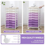 SYKIARIOL Rolling Cart with Drawers,Utility Cart With 8 Drawers and Wooden Tabletop for Living Room,Classroom,Bedroom,Bathroom,Dorm,Office,Purple - color: Purple