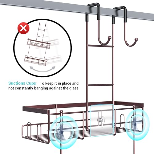 Aitatty Over the Door Hanging Shower Caddy: Rustproof Hanging Organizer over the Door - No Drilling Bathroom Rack for Inside Shower Bronze - color: Bronze