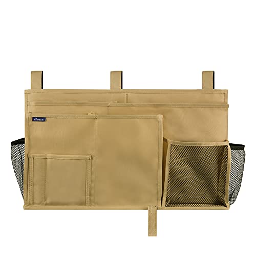 Surblue Bedside Caddy Hanging Bed Organizer Storage Bag Pocket for Bunk and Hospital Beds, College Dorm Rooms Baby Bed Rails,Camp 8 Pockets (Khaki) - color: Khaki, size: Large