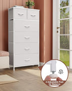 Crestlive Products Tall Dresser for Bedroom Vertical Skinny Dresser - Sturdy Steel Frame, Wood Top, Easy Pull Fabric Bins- Organizer Unit for Bedroom, Entryway, Closets - 6 Drawers (White) - color: White, style: 6 Drawers
