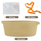 Pro Goleem Small Woven Basket with Gift Bags and Ribbons Durable Baskets for Gifts Empty Small Rope Basket for Storage 12"X 8" X 5" Baby Toy Basket with Handles, Khaki - color: khaki