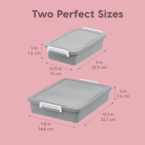 IRIS USA 6 Qt. Plastic Craft Storage Container Bins with Lids, 2 Pack, Small Art & Office Supply Organizer Tote, Sensory Bins & Boxes for Home & University, Stackable, Secure Latch Buckles, Gray - size: 6 Qt. - 2 Pack