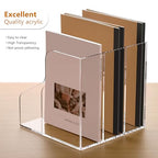 SANRUI Acrylic File Organizer, Clear Magazine File Holder with 3 Vertical Compartments, Desk Organizer for Home School Office Organization, Desk Bookshelf - size: A4, 3 Sections, 1 Pack