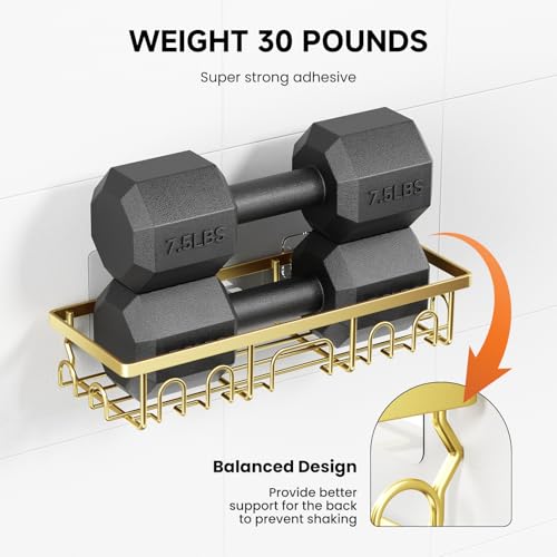 Shower Caddy, 3 Pack Shower Shelves for Inside Bathroom, Rustproof Adhesive Bathroom Organizer with Soap Holder, No Drilling Washroom Organizers and Storage for Bathtub Room/Kitchen/Home, Gold - color: Gold, size: 3-Pack