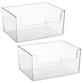 mDesign 2 Pack Modern Plastic Open Front Dip Storage Organizer Bin Basket for Bathroom - Chrome Steel - 6 Box Capacity - 12x12x8 inches - size: ‎16 x 12 x 8 (Pack of 2)