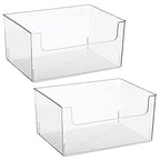 mDesign 2 Pack Modern Plastic Open Front Dip Storage Organizer Bin Basket for Bathroom - Chrome Steel - 6 Box Capacity - 12x12x8 inches - size: ‎16 x 12 x 8 (Pack of 2)