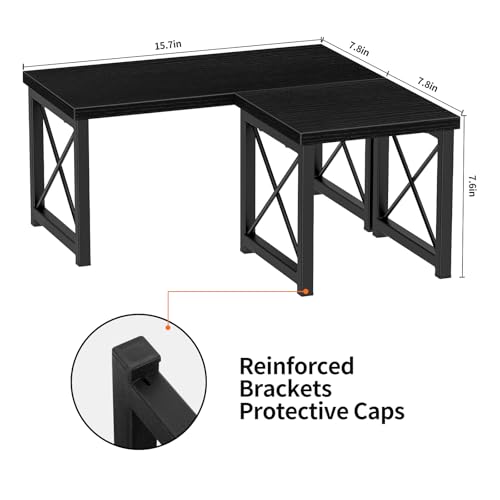 Honiter 2 Sets Desk Shelf, Desktop Organizer Shelf, Freestanding Small Bookshelf Desk Organizer, 2 Tier Independent Stackable Desktop Shelves, Desktop Office Storage Rack Display Shelf, Black - color: Black, size: 7.6in-2 Pack