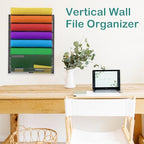 MINDEPOT 7-Tier Wall Hanging File Organizer Cubicle Hanging Organizer Mount File Holder, Mesh Magazine Document Mail Organizer Wall Organizer for Office School Home, Black - size: 7Tier