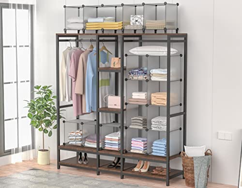 HOMIDEC Closet Organizer, 12-Cube Closet Organizers and Storage, Portable Closet Shelves, Clothing Storage (Grey) - color: Grey