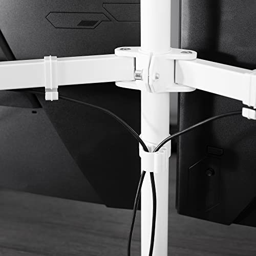 VIVO Cable Management Clips for Desk Monitor Stands, Computer Office Workstation Cord Organization Kit, 1 Pole Clip and 4 Arm Clips, Set of Monitor Mount Wire Holder Hooks, White, PT-SD-WC05CW - color: White