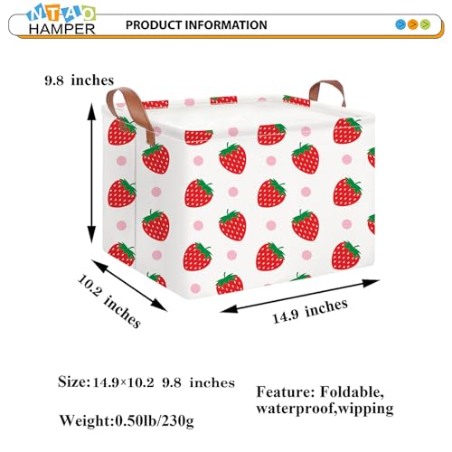 NTAOHAMPER Rectangular Storage Basket Empty, Storage Bin with Handles, Room Decor, Gift Basket, Book Box(Strawberry) - color: Strawberry