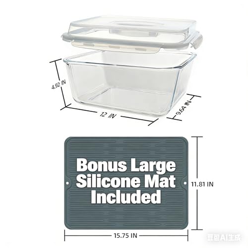 220oz/6500ml/28cup Extra Large Glass Storage Containers with Airtight Lid - Borosilicate Large Glass Food Storage for Rotisserie Chicken, Turkey - XL Big Glass Soup Bowls Freezer to Oven Safe - color: White handle