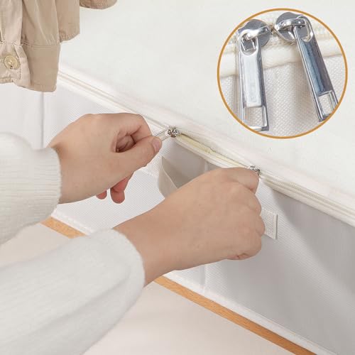 Under Bed Storage Container, Clothes Organizer with Handles, Foldable Storage Bin With Lid, Beige, 1 Pack, 23.6 x 11.8 x 5.9 Inch - color: Beige, size: 23.6x11.8x5.9in(1-Pack)