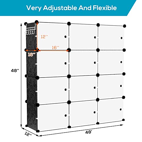 VTRIN Portable Shoe Rack Organizer - 48 Pair Tower, 4 Tiers for Entryway Shelf Storage - Cabinet Stand for Heels, Boots, Slippers - Narrow Standing Stackable Space Saver - Black White - color: Black+white Door