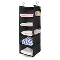 MAX Houser 5-Shelf Hanging Closet Organizer,Space Saver, Cloth Hanging Shelves with 4 Side Pockets,Foldable, Black - color: Black