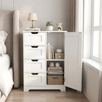 Casaphoria Bathroom Storage Cabinet with Drawers, Freestanding Floor Cabinet with Door and Adjustable Shelf, 4-Drawer Sideboard for Bathroom, Living Room, Kitchen, White - size: 22.04"L×11.81"W×32.68"H