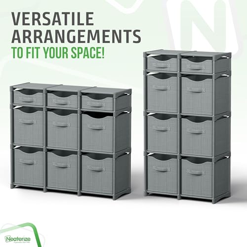 Cube Storage Organizer with Storage Bins Included - The Perfect Closet Organizers and Storage Solution. Includes 9 Storage Cubes, Great For Toy Storage, Closet Storage, Clothes Storage (Grey) - color: Grey, size: 9 Storage Cubes