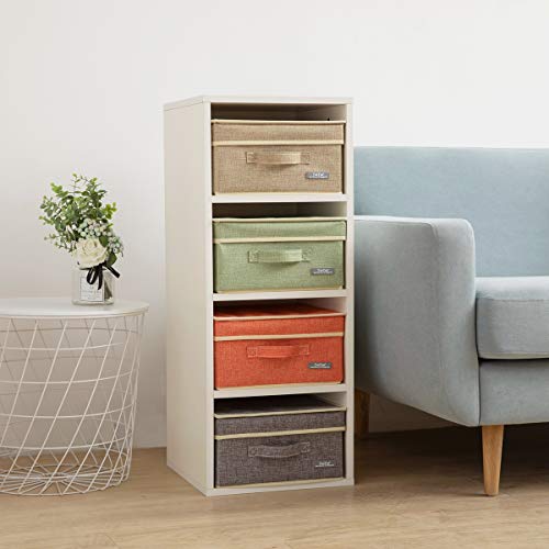 YueYue Small 4 Pack Fabric Stroage Box with Lids, Linen Foldable Stroage Box with lids 4 Color Set 12.4in/12in/6.7in - color: 4 color, size: 12.4in/12in/6.7in