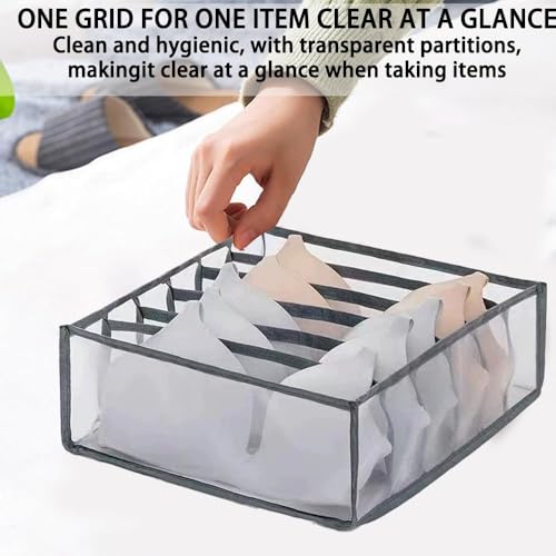 1-Piece 6-Grid Foldable Drawer Organizer - Grey Storage Box for Underwear, Bras & Socks, Closet Divider for Wardrobe Organization - color: Gray-1, size: 6-grid